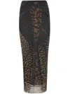 Jean Paul Gaultier Mesh Long Skirt Printed Leopard In Brown