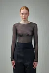 Jean Paul Gaultier Womens Velvet-branding Long-sleeves Stretch-woven Top Black In Black
