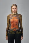 Jean Paul Gaultier Black Khaki Long Sleeves Top In Multi