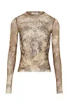 Jean Paul Gaultier Mesh Long Sleeves Top Printed Medaillon Woman Multicolor