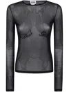 Jean Paul Gaultier Womens Velvet-branding Long-sleeves Stretch-woven Top Black In Black