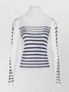 Jean Paul Gaultier Mesh Longsleeve Top Feathers Print In White