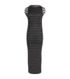 Jean Paul Gaultier Nylon Long Dress With Viscose Mariniere Stripes In Black In Black