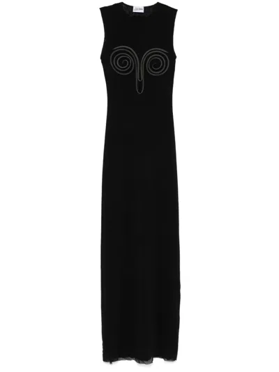 Jean Paul Gaultier Mesh Maxi Dress In 00-black