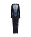 Jean Paul Gaultier Le Male Printed Mesh Long-sleeve Maxi Dress In Black