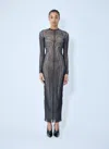 Jean Paul Gaultier Printed Spiraral Long Dress Woman Black In Grey