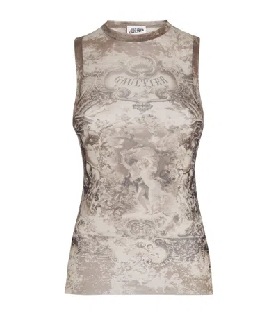 Jean Paul Gaultier Mesh Medallion Print Tank Top
