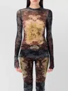 Jean Paul Gaultier Mesh Medallion Top Ls In Brown