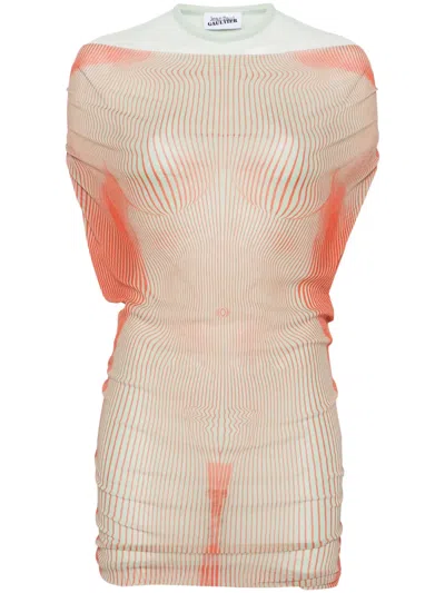 Jean Paul Gaultier Mesh Mini Dress In Nude