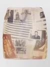 Jean Paul Gaultier Mesh Mini Skirt Newspaper Journal Print In Multi