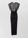 Jean Paul Gaultier Mesh Open Back Sleeveless Dress Velvet Flock In Black