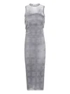 Jean Paul Gaultier Mesh-panelled Check Maxi Dress In Gray