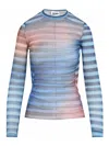Jean Paul Gaultier Gradient Striped Long-sleeved Top In Pastel Hues In Blue