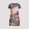 Jean Paul Gaultier Fitted Mesh Mini Dress With Pigalle City Print In Black Red Orange