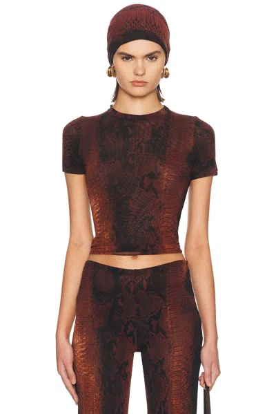 Jean Paul Gaultier Fitted Snake Print Top In Silk And Nylon Blend In Multi