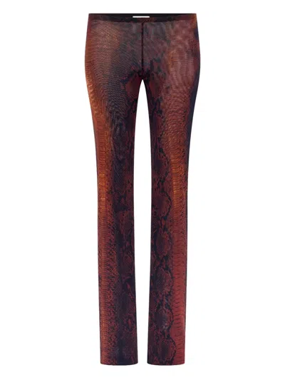 Jean Paul Gaultier Mesh Printed Python Trousers In Brown
