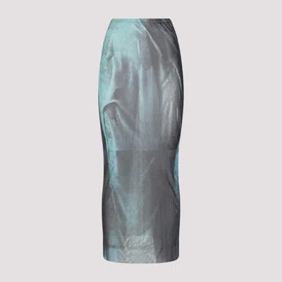 JEAN PAUL GAULTIER MESH PRINTED WATER LONG SKIRT