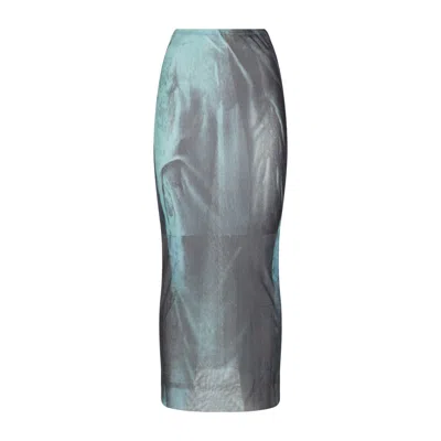 JEAN PAUL GAULTIER JEAN PAUL GAULTIER MESH PRINTED "WATER" LONG SKIRT