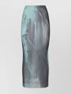 Jean Paul Gaultier Mesh Printed Water Long Skirt In Blue