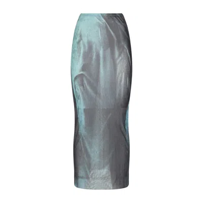 JEAN PAUL GAULTIER MESH PRINTED "WATER" LONG SKIRT