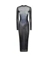 Jean Paul Gaultier Le Male Printed Mesh Long-sleeve Maxi Dress In Black