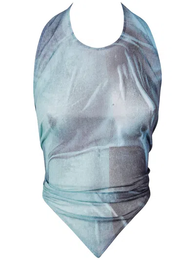 Jean Paul Gaultier Mesh Scarf Top Printed "water"
