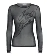 Jean Paul Gaultier Mesh Sequin-branded T-shirt