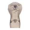 Jean Paul Gaultier Tattoo Rose And Bird Print Layered Mesh Mini Dress