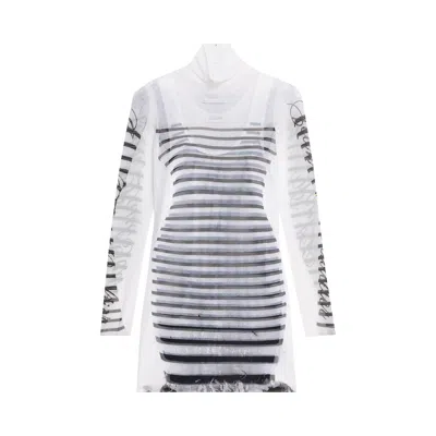 Pre-owned Jean Paul Gaultier Mesh Short Dress 'white/navy/black'