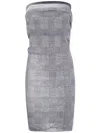 Jean Paul Gaultier Houndstooth Strapless Mini Dress In Gray
