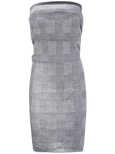 Jean Paul Gaultier Mesh Skirt Double Layer Printed "body Shadow" And "prince Of Wales" Clothing In Gray