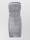 Jean Paul Gaultier Houndstooth Strapless Mini Dress In Gray