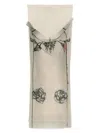 Jean Paul Gaultier Mesh Printed Double Layer Midi Skirt In Beige