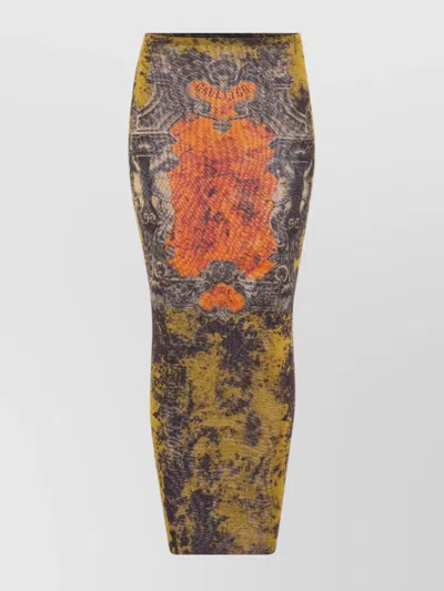 JEAN PAUL GAULTIER MESH SKIRT WITH GRAPHIC PRINT OVERLAY