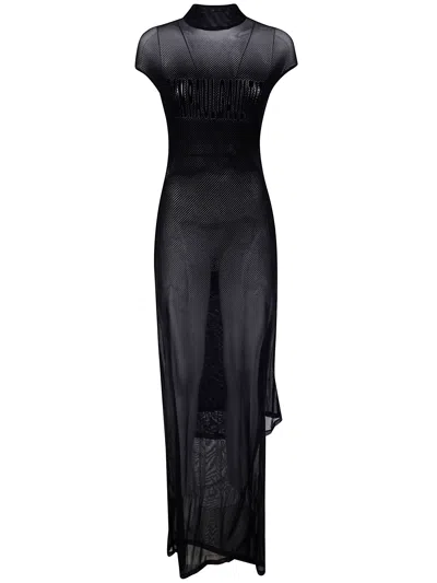 Jean Paul Gaultier Mesh Sleeveless Long Dress With Velvet Flock ""