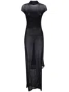 Jean Paul Gaultier Sheer Mesh Maxi Dress With Cap Sleeves In Black
