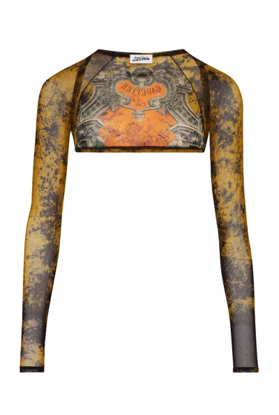 Jean Paul Gaultier Mesh Sleeves Print Medeillon Woman Multicolor