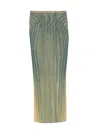 Jean Paul Gaultier Mesh Spiral Long Skirt In Green
