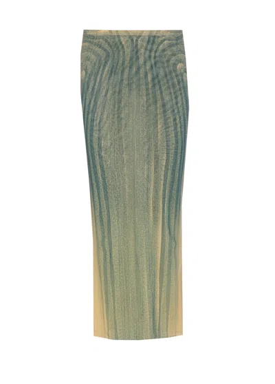 JEAN PAUL GAULTIER MESH SPIRAL PRINT LONG SKIRT