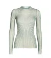 Jean Paul Gaultier Spiral Sheer Mesh Top In Blue