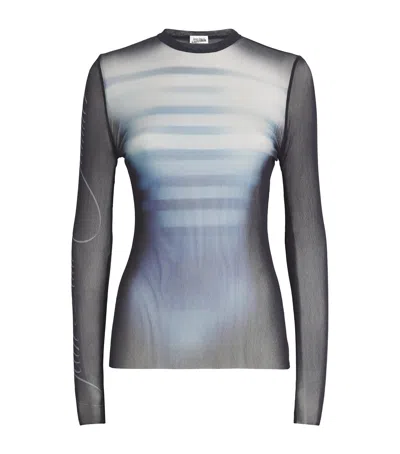 Jean Paul Gaultier Le Mâle Printed Mesh Top In Blue