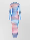 Jean Paul Gaultier Mesh Striped Bodycon Maxi Dress In Multi