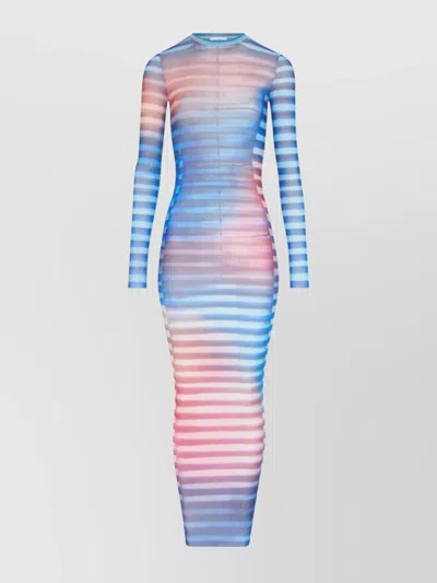 JEAN PAUL GAULTIER MESH STRIPED BODYCON MAXI DRESS