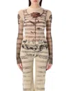 Jean Paul Gaultier Mesh Ls Sleeve Tatoo Marinier Top