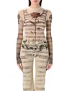 Jean Paul Gaultier Mesh Ls Sleeve Tatoo Marinier Top
