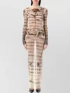 Jean Paul Gaultier Mesh Tattoo Striped Long Dress