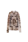 Jean Paul Gaultier Mesh 'the Médaillon' Long Sleeve Top Beige/taupe In Brown