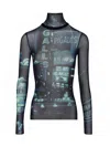 Jean Paul Gaultier Mesh Top Longsleeve Printed "pigalle"