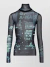 Jean Paul Gaultier Mesh Top Printed Pigalle Longsleeve In Black