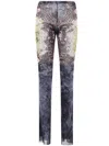Jean Paul Gaultier Printed Medallion Mesh Trouser In Blue